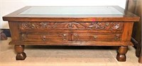 Highly Carved Display Coffee Table with 2 Drawers