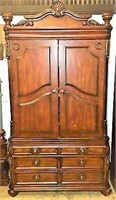 Marge Carson Ornate Carved Bedroom Armoire