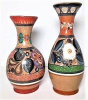 Pair of Signed Bottle Vases made in Mexico