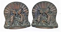 Iron Bookends with Asian Inspired Motif