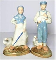 Male & Female Peasant Plaster Figurines