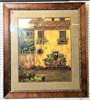 Colorful Villa & Floral Framed Print