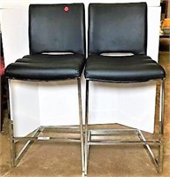 Pair of Counter Seat Stools on Chrome Base