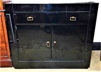 Black Lacquer Cabinet with 1 Large Drawer