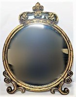 Round Footed Crown Shaped Framed Wall Mirror