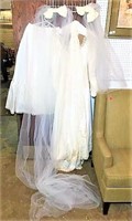 Vintage Wedding Gown with Tule Train & Veil