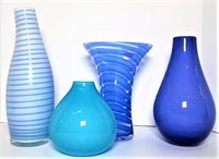 Blue Glass Vases- Lot of 4