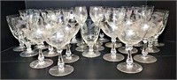 Etched Crystal Stemware with Cattail Design