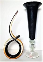 Art Glass Vase & Twisted Sculpture