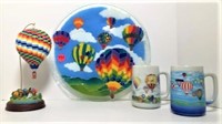 Hot Air Balloon Lot- includes Platter, Mugs