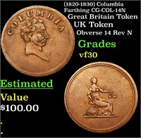 (1820-1830) Columbia Farthing CG-COL-14N Grades vf