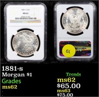 NGC 1881-s Morgan Dollar $1 Graded ms62 By NGC