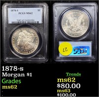 PCGS 1878-s Morgan Dollar $1 Graded ms62 By PCGS