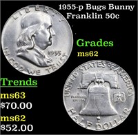 1955-p Bugs Bunny Franklin Half Dollar 50c Grades