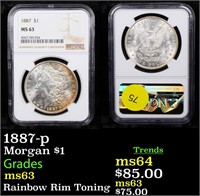 NGC 1887-p Morgan Dollar $1 Graded ms63 By NGC