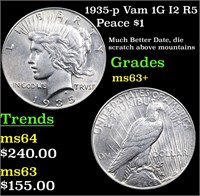 1935-p Vam 1G I2 R5 Peace Dollar $1 Grades Select+