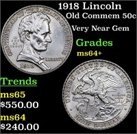 1918 Lincoln Old Commem Half Dollar 50c Grades Cho