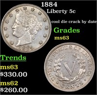 1884 Liberty Nickel 5c Grades Select Unc