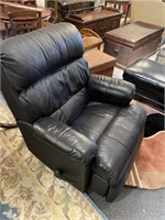Black leather recliner and ottoman