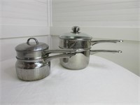 Set of Two Stainless Steel Double Boilers
