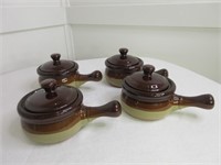 Brown Drip-Ware Soup/Chili Pottery Bowls