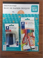 Sketch Pad Pencil Crayons & Sharpener