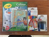 Colouring Book Pencil Crayons & Sharpener