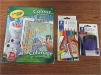 Coloring Book Pencil Crayons & Sharpener