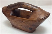 SMALL HAND CARVED WOODEN BASKET