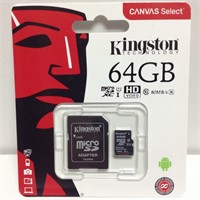 64G micro/SD Kingston 80mbs Class10 HD Neuf
