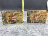 2 decks Donald trump playing cards - gold plated
