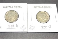 1930-S & 1938-D Buffalo Nickels