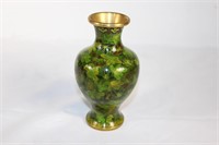 Vintage Cloisonne Vase - Green Floral