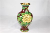 Vintage Cloisonne Vase Floral with Blue Bird