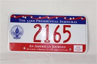 Inaugural 1997 53rd President License Plate
