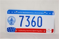 2001 -54th Presidential Inauguration License Plate