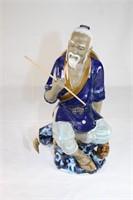 Vintage Asian Mud-Man Fisherman - Oriental Blue