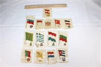 Lot - 11 Tobacco Silk Flags & 1 Country Seal