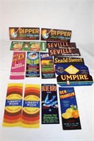 Lot of 15 Vintage Florida Citrus/Crate Labels