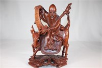 Carved Wood Statue of Shou Lao - God of Longevity