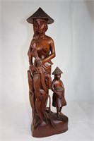 Large Oriental Semi-nude Female & Child