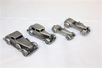 4 - Danbury Mint Pewter Cars 1930, 1934, 1939