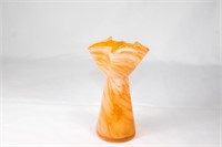 Vintage Orange  Handblown Glass Vase Blenko?