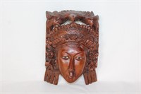 VTG Wood Carved Woman's Face Wall Hanging
