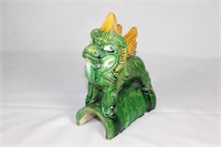 Antique Foo Dog Roof Tile - Green & Yellow
