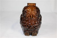 Vintage Wise Old Owl Glass Amber Bank