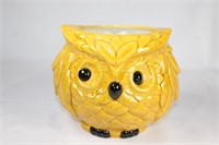 Vintage Ceramic Yellow Owl Planter