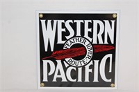 Western Pacific Feather River Route Porcealin Sign