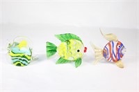 Lot of 3 - Art Glass Small Decorative Fish