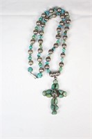 Sterling Silver & Turquoise Large Cross Necklace